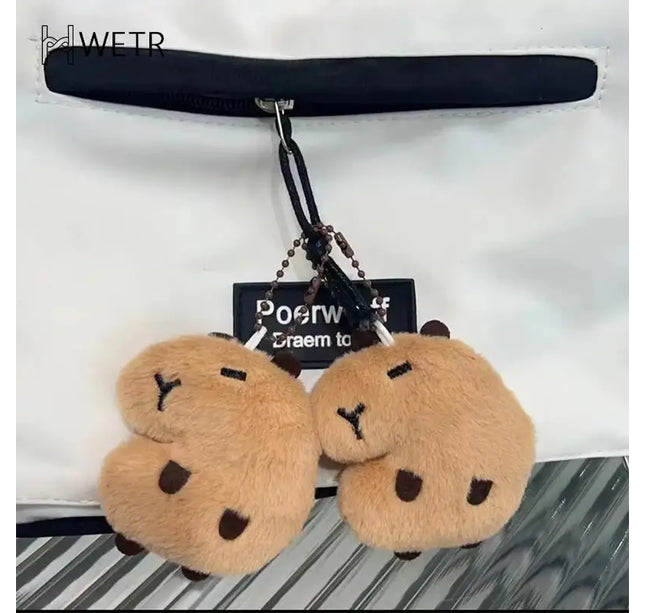 Capybara Plush Keychain – Soft Stuffed Cartoon Doll with Star Squeak Toy for Bag, Backpack & Car Pendant
