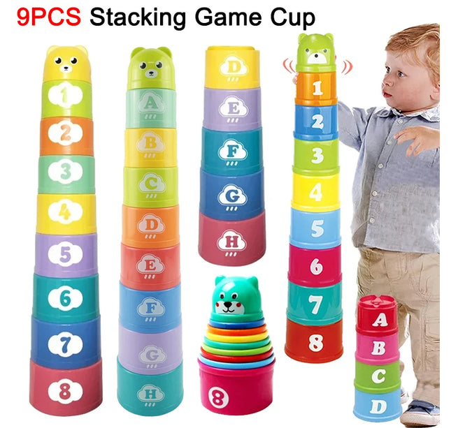 Stacking Cup Game – Educational Speed Puzzle with Numbers, Letters & Shapes for Kids