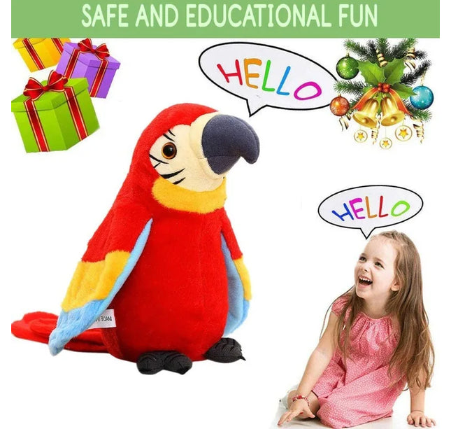 Talking Macaw Parrot Plush Toy – Electronic Repeating Stuffed Animal Bird for Kids & Pet Fun