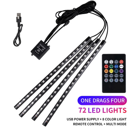 LED Car Ambient Light Kit – RGB Interior Strip with Music, Remote & App Control