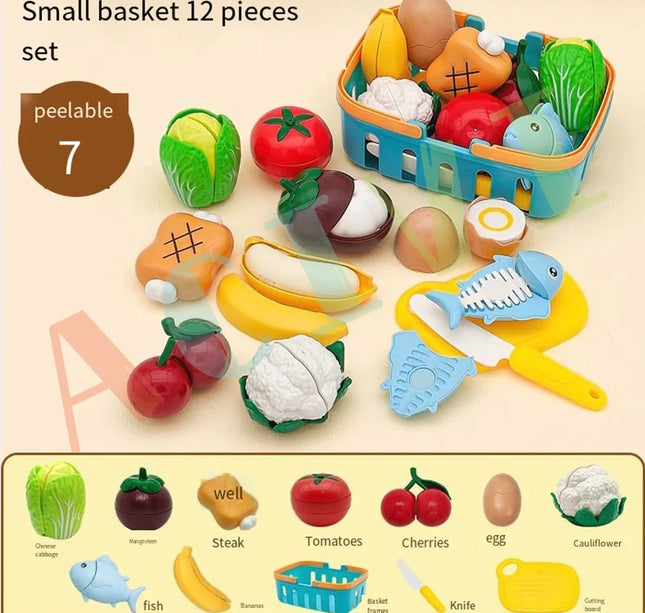 Kid Pretend Play Kitchen Fun Cutting Fruits and Vegetables Food Play House Set Puzzle Education Toys For Kids Boys Girls Gifts