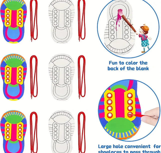 Shoelace Threading Teaching Toys Learn to Tie Shoelaces Toy Kids Toddlers Fine Motor Skills Toy Early Educational Toys Boys Girl