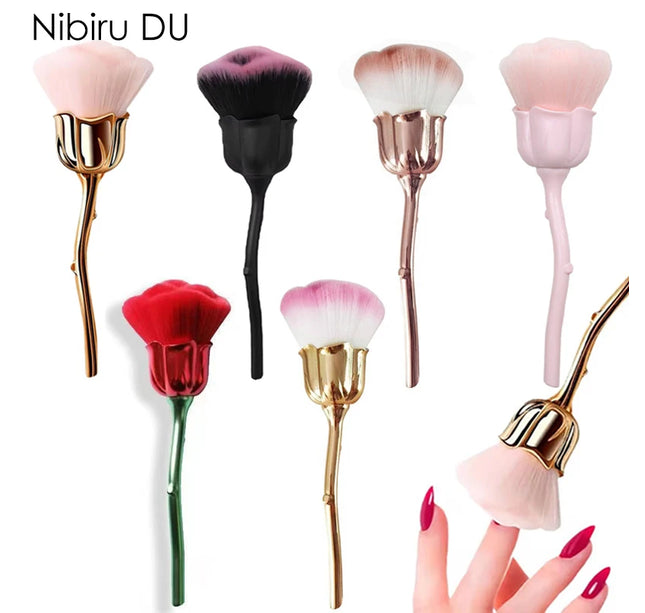 Flower Rose Nail Art Brush Remove Nail Dust Brushes Acrylic UV Gel Polish Powder Cleaning Tool Beauty Makeup Brushes