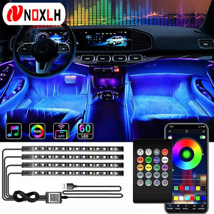 LED Car Ambient Light Kit – RGB Interior Strip with Music, Remote & App Control