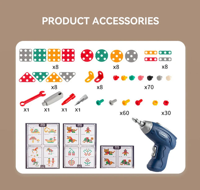 Educational Assembling Toolbox Toy Electric Screwdriver Screwing Repair 4-6 years old Montessori Kids Repair Toolbox Toys