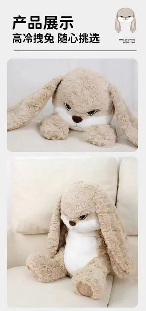 Large Angry Rabbit Plush Toy – Kawaii Stuffed Animal Doll for Room Decor & Birthday Gifts