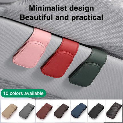 Car Eyeglass Holder Clip – Leather Magnetic Sun Visor Storage for Sunglasses