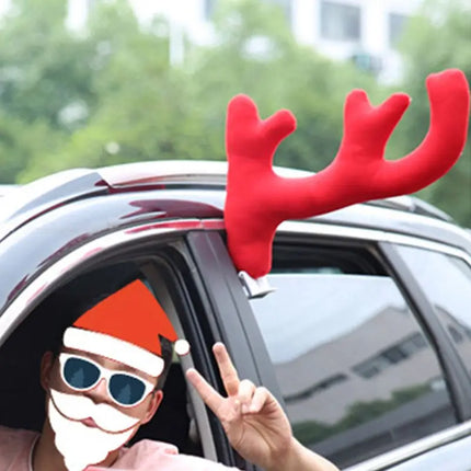 Big Reindeer Red Antlers+Nose Antlers Auto Car Christmas Decor Accessories