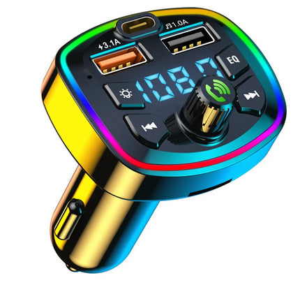 Car Bluetooth FM Transmitter – Wireless 5.0 Audio Receiver with Mic & Dual USB Fast Charger