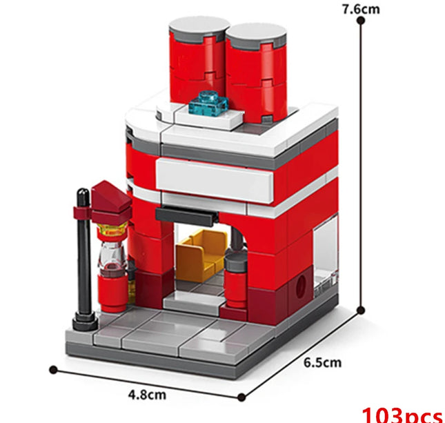 NEW Restaurant Dessert Coffee Pet Fruit Store Street View Food House Building Blocks Kit Girls Bricks Model Kids Toy Children