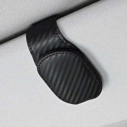 Car Sun Visor Glasses Clip – Magnetic Leather Holder for Eyeglasses & Sunglasses