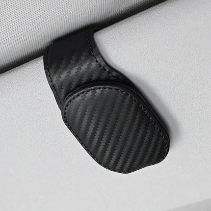 Car Eyeglass Holder Clip – Leather Magnetic Sun Visor Storage for Sunglasses