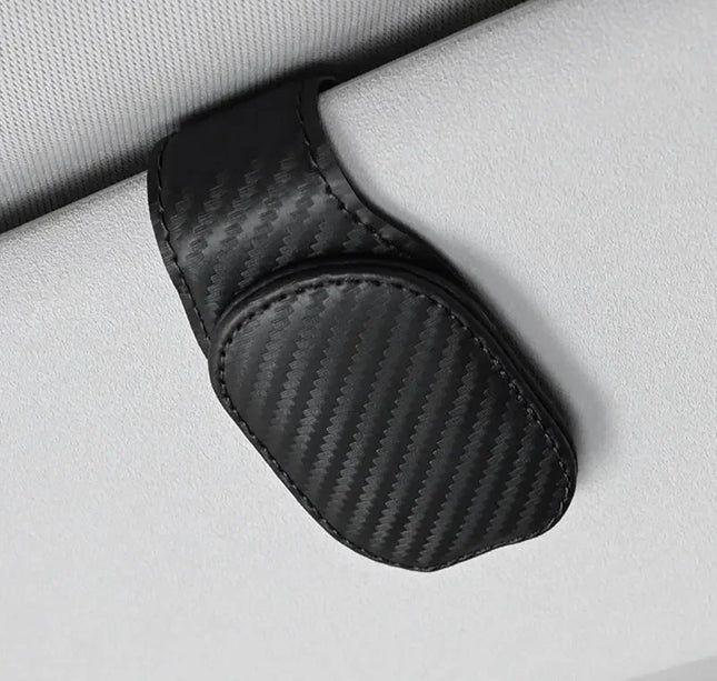 Car Eyeglass Holder Clip – Leather Magnetic Sun Visor Storage for Sunglasses