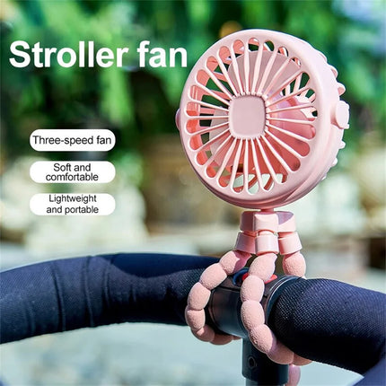 Portable 5-in-1 Octopus Fan – Silent Mini Folding Fan for Baby Stroller & Dorm