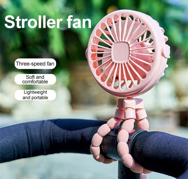 Portable 5-in-1 Octopus Fan – Silent Mini Folding Fan for Baby Stroller & Dorm