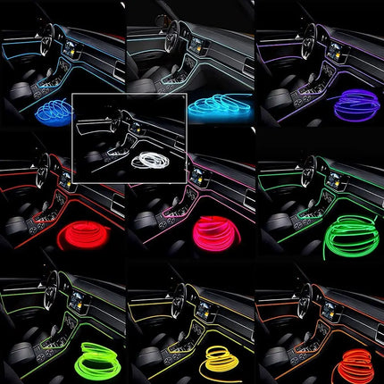 5M Car Interior LED Strip Light – Flexible Neon EL USB Ambient Lighting for DIY Auto & Party Decoration