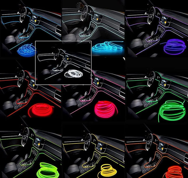5M Car Interior LED Strip Light – Flexible Neon EL USB Ambient Lighting for DIY Auto & Party Decoration
