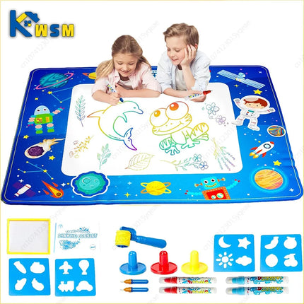 100x80cm Magic Water Drawing Mat – Reusable Doodle Board with Pens Montessori Educational Toy for Kids Gifts