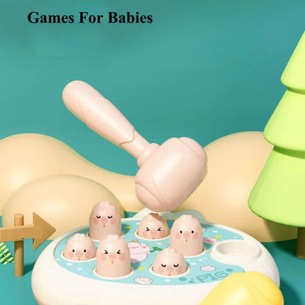 Montessori Animal Puzzle Toy – Duck/Frog/Pig with Hammer for Toddlers (12–24 Months)