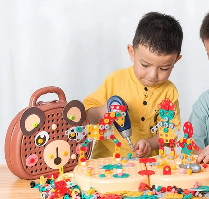 Educational Assembling Toolbox Toy Electric Screwdriver Screwing Repair 4-6 years old Montessori Kids Repair Toolbox Toys