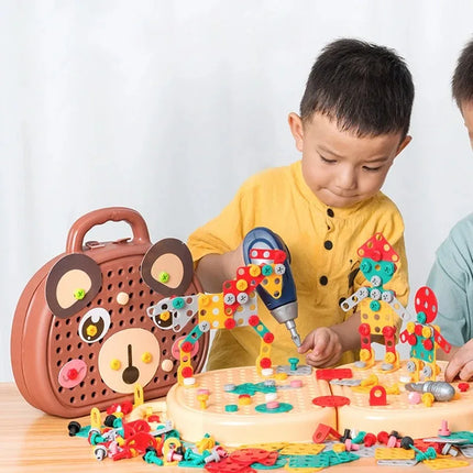 Educational Assembling Toolbox Toy Electric Screwdriver Screwing Repair 4-6 years old Montessori Kids Repair Toolbox Toys