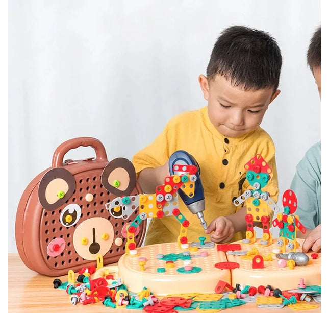 Educational Assembling Toolbox Toy Electric Screwdriver Screwing Repair 4-6 years old Montessori Kids Repair Toolbox Toys