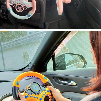 Infant Electric Steering Wheel Toy – Simulation Light & Sound Educational Vocal Toy for Stroller Play