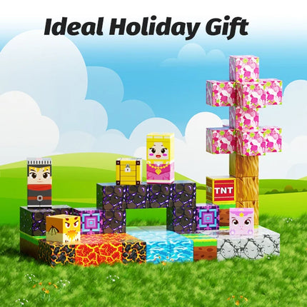 Magnetic Building Blocks Mine World Magnet Cube Set for Boy Girl Kid Age 3+ DIY Model Children STEM Educational Sensory Toy