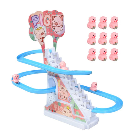 Kids Small Duck Electronic Climbing Stairs Track Toy Light Musical Slide Track Educational Toys for Boys Girls Christmas Gift