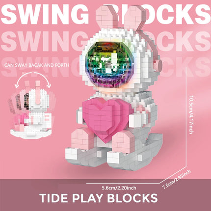 Knew Built Luminous Astronaut Moon Blocks – LED Micro Brick Building Set for Adults & Educational Tech Toy