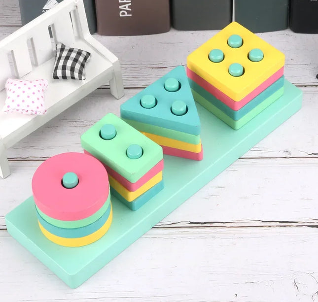 Baby Educational Toy Montessori Wooden 3D Toys Childhood Learning  Kids Baby Colorful Wooden Blocks For Children Christmas Gift