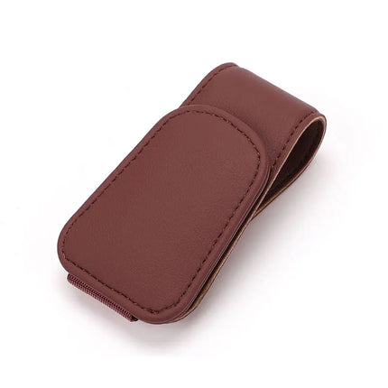 Car Eyeglass Holder Clip – Leather Magnetic Sun Visor Storage for Sunglasses