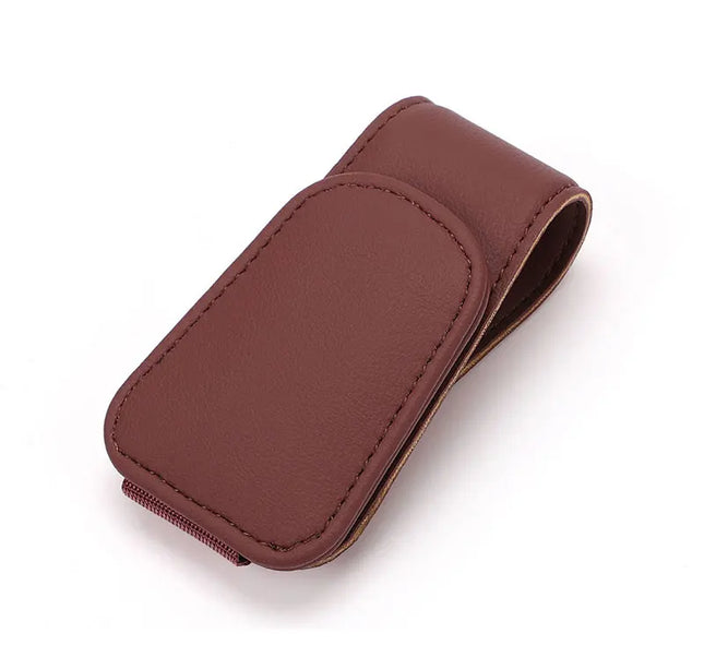 Car Eyeglass Holder Clip – Leather Magnetic Sun Visor Storage for Sunglasses