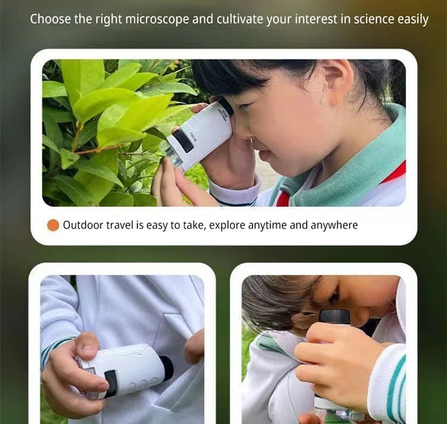 Handheld Microscope Kit Lab LED Light 60X 120X Home School Biologi Cal Science Educational Toys For Children Brinquedo STEM Gift