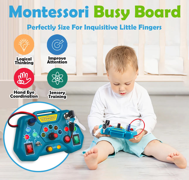 Montessori Busy Board Toys for Toddlers Gifts for 3 Year Old Baby Boys Girls Educational Learning Toys Toddler Travel Toys