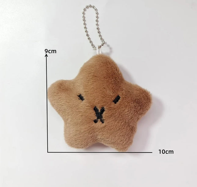 Capybara Plush Keychain – Soft Stuffed Cartoon Doll with Star Squeak Toy for Bag, Backpack & Car Pendant