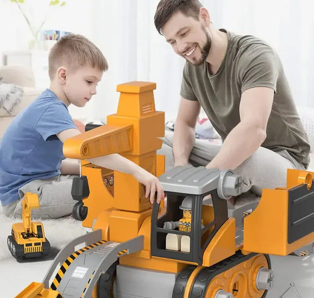 Kids Engineering Vehicle & Electric Drill Set – Educational Assembly Tool Toy with Nuts for Boys Building & Gift