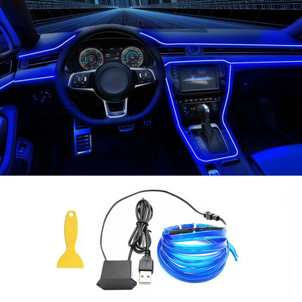 5M Car Interior LED Strip Light – Flexible Neon EL USB Ambient Lighting for DIY Auto & Party Decoration