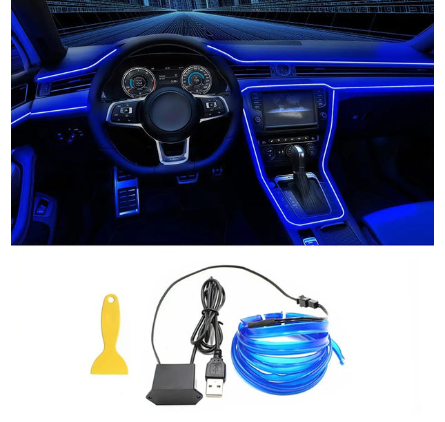 5M Car Interior LED Strip Light – Flexible Neon EL USB Ambient Lighting for DIY Auto & Party Decoration