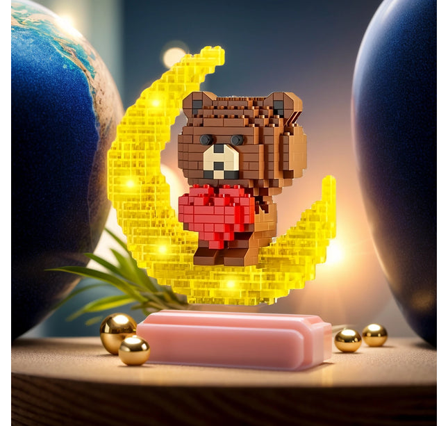 Cute Bear Light-Up Building Blocks - The Perfect Educational Birthday Gift for Friends!（NO base）