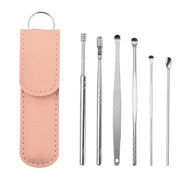 6Pcs/set ear cleaner Ear Wax Pickers Stainless Steel Earpick Wax Remover piercing kit earwax Curette Spoon Care Ear Clean Tools