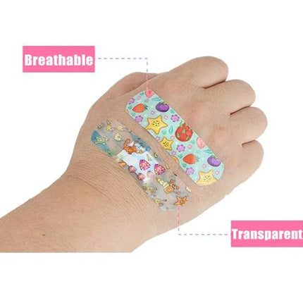 Kids Adhesive Bandages – 100pcs Cute Cartoon Waterproof Medical Strips for Children
