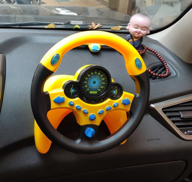 Infant Electric Steering Wheel Toy – Simulation Light & Sound Educational Vocal Toy for Stroller Play