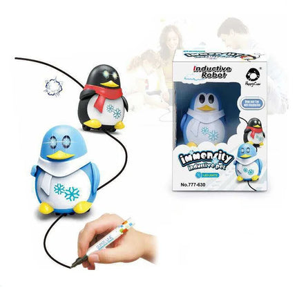Inductive Line Following Robot Toy – Creative Electric Penguin Car that Follows Drawn Paths, Educational Gift for Kids