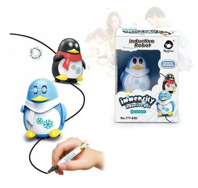 Inductive Line Following Robot Toy – Creative Electric Penguin Car that Follows Drawn Paths, Educational Gift for Kids