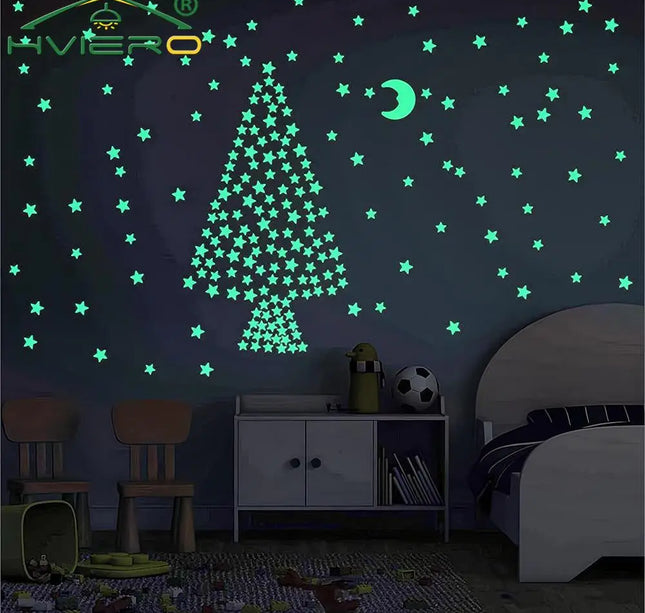 Luminous Star Wall Stickers – 50/100pcs 3cm Glow Decor for Kids & Parties