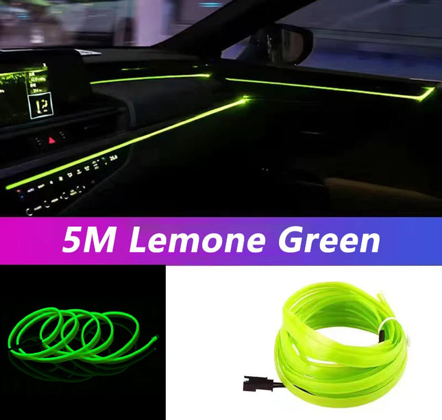 5M Car Interior LED Strip Light – Flexible Neon EL USB Ambient Lighting for DIY Auto & Party Decoration