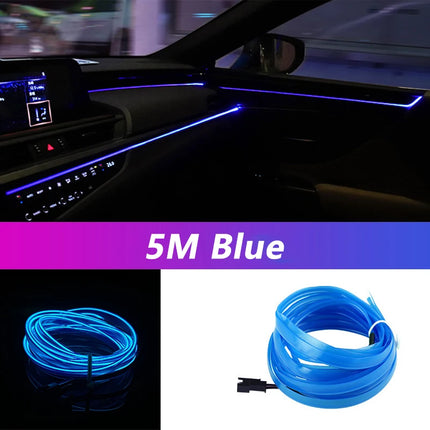5M Car Interior LED Strip Light – Flexible Neon EL USB Ambient Lighting for DIY Auto & Party Decoration