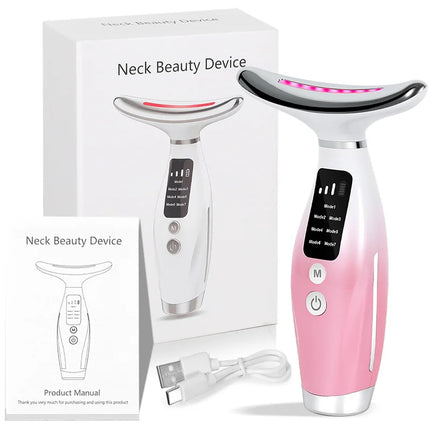 Micro-current Neck Face Beauty Device 7 Color Facial Massager for Enhanced Face Neck and Shoulder Care with Vibrating