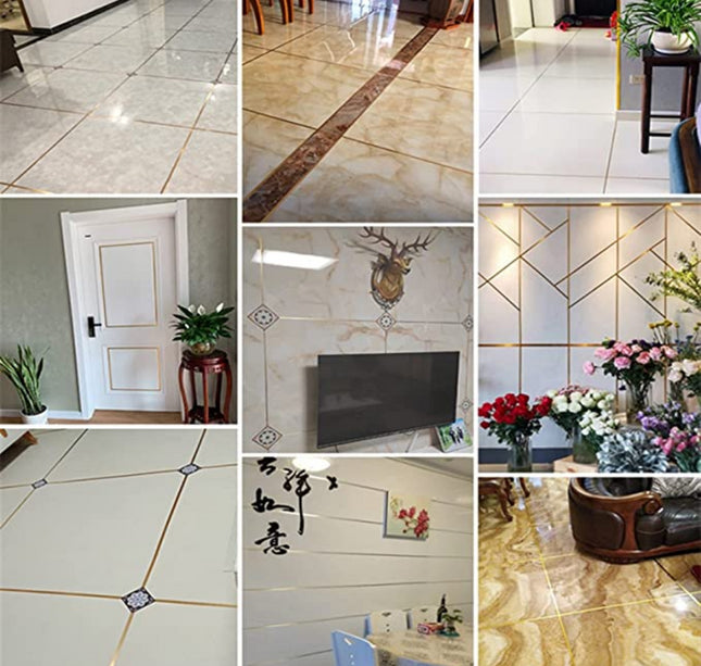 New 50M Gold Black Self-Adhesive Tile Stickers Tape Floor Waterproof Wall Gap Sealing Strip Tile Beauty Seam Sticker Home Decor